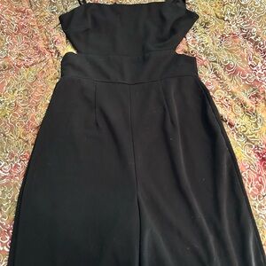 Black Women's Cutout Waist Jumpsuit Dress